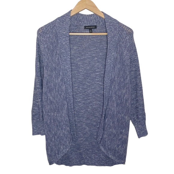Banana Republic Sweaters - Banana Republic East West Easy Navy open knit ribbed edge cardigan size M
